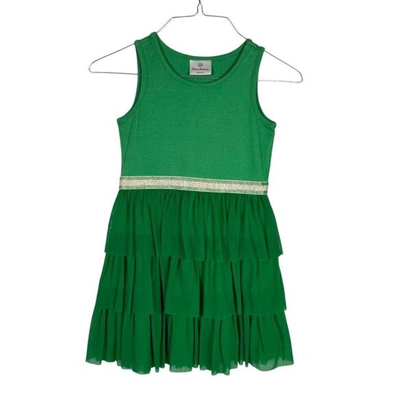 Hanna Andersson Girls 6-7 Swish Sparkle Dress With Tulle Tiers Green - Picture 3 of 7